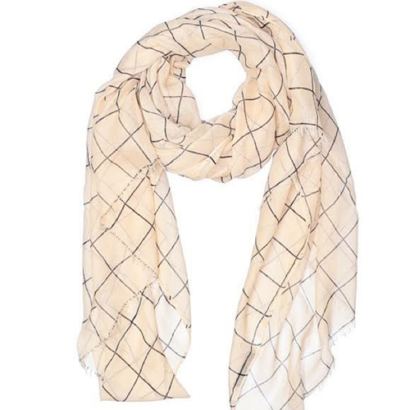 *NEW* Rachel Pally Cream and Black Grid Scarf - Picture 3 of 8
